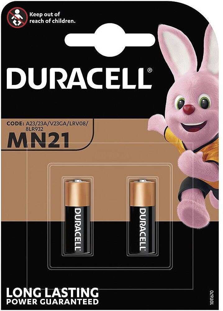 Pilha Alcalina Duracell 12 V. MN21 Mando a Dist. (B.2 Pilhas)