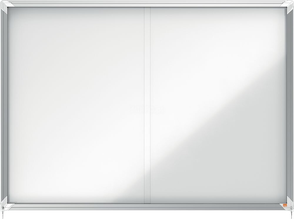 Nobo Vitrina Interior para 18 Folhas A4 com Superfície Magnética e Porta Deslizante - 997x1412x54mm - Superfície Branca Metálica e Magnética de Borracha em Seco - Moldura de Alumínio - Portas de Vidro de Segurança - Cor Branca