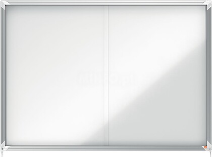 Nobo Vitrina Interior para 18 Folhas A4 com Superfície Magnética e Porta Deslizante - 997x1412x54mm - Superfície Branca Metálica e Magnética de Borracha em Seco - Moldura de Alumínio - Portas de Vidro de Segurança - Cor Branca