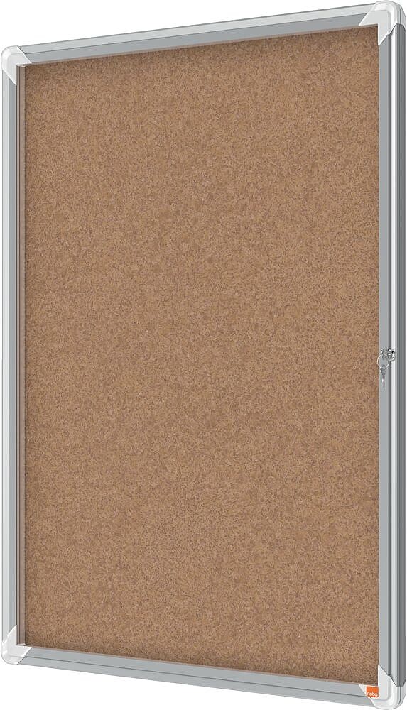 Vitrina Nobo para 9 Folhas A4 com Superfície de Cortiça - 1000x752x37mm - Porta de Vidro de Segurança - Moldura de Alumínio - Cor Natural
