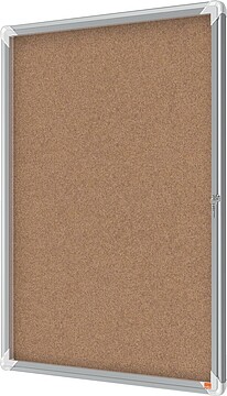 Vitrina Nobo para 9 Folhas A4 com Superfície de Cortiça - 1000x752x37mm - Porta de Vidro de Segurança - Moldura de Alumínio - Cor Natural
