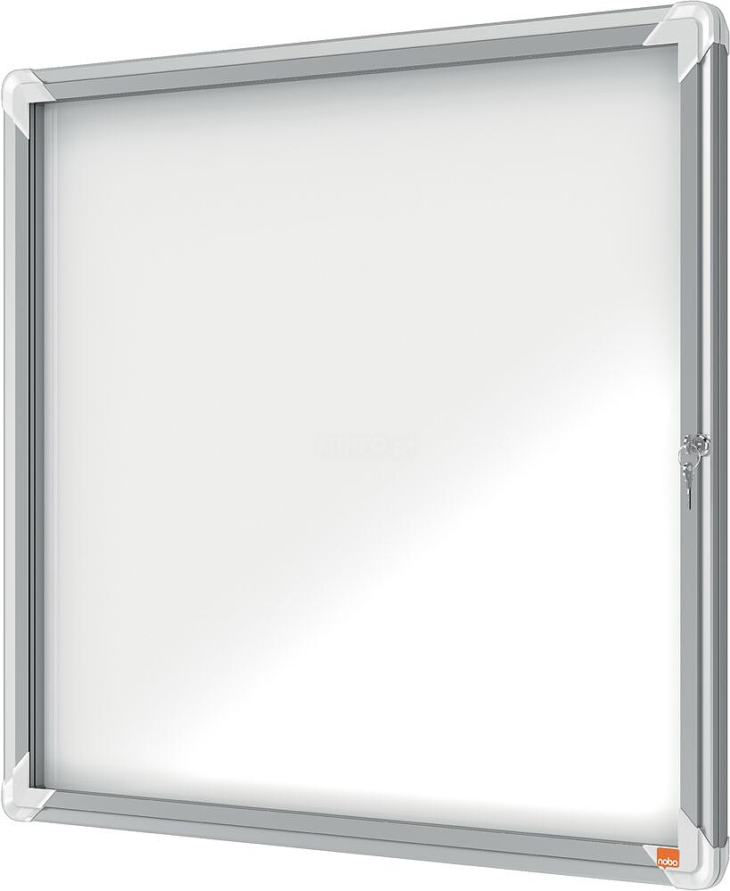 Vitrina Nobo para 6 Folhas A4 - Superfície Magnética Branca - Porta de Vidro de Segurança - Moldura de Alumínio - Cor Branca