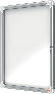Vitrina Nobo para 4 Folhas A4 com Superfície Magnética Branca - 532x692x37mm - Porta de Vidro de Segurança - Moldura de Alumínio - Cor Branca