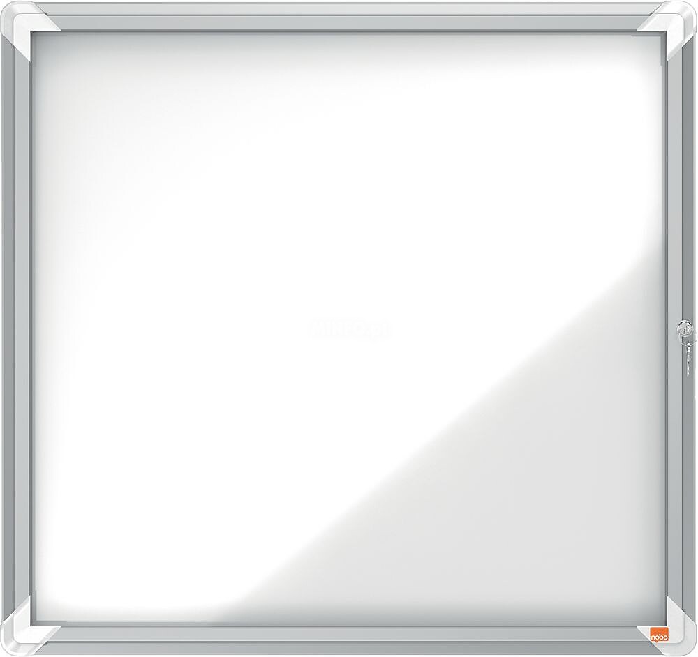 Vitrina Externa Nobo 6 Folhas A4 Superfície Magnética Branca - 752x692x45mm - Porta com Fechadura de Segurança, Moldura de Alumínio - Cor Branca