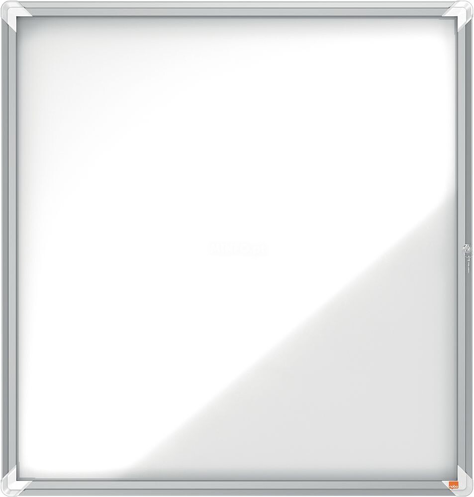 Vitrina Externa Nobo 12 Folhas A4 Superfície Magnética Branca 45mm - Segurança em Alumínio - Vidro Deslizante 4mm - Resistente a Intempéries - Metálico Branco