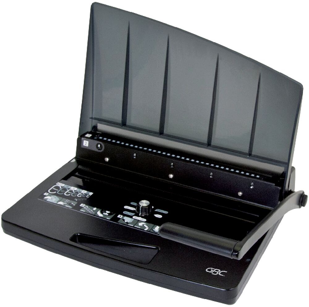 GBC Encadernadora de Espiral Wirebind W15 - Capacidade de Perfuração 15 Folhas - Alça de Transporte - Comandos Simples e Fáceis de Usar - Fio de 14mm - Cor Branca