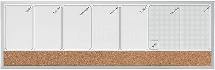 Planificador Semanal de Pizarra Magnética Pequena Nobo 585x190mm - Tira de Cortiça - Almofadas Adesivas e Ímãs para Montagem - Inclui Marcador 1903780