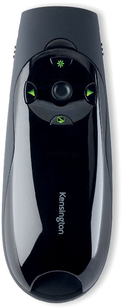 Apresentador Inalambrico Expert Kensington com Ponteiro Laser Verde e Controlo de Cursor - Luminosidade 10 Vezes Maior - Botões Retroiluminados - Alcance Inalambrico 45M - Cor Preta