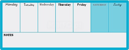 Planificador Semanal de Pizarra Magnética Mini Nobo 360x140mm - Adesivos e Ímãs para Montagem - Inclui Caneta e 2 Ímãs para Pizarra 1904047