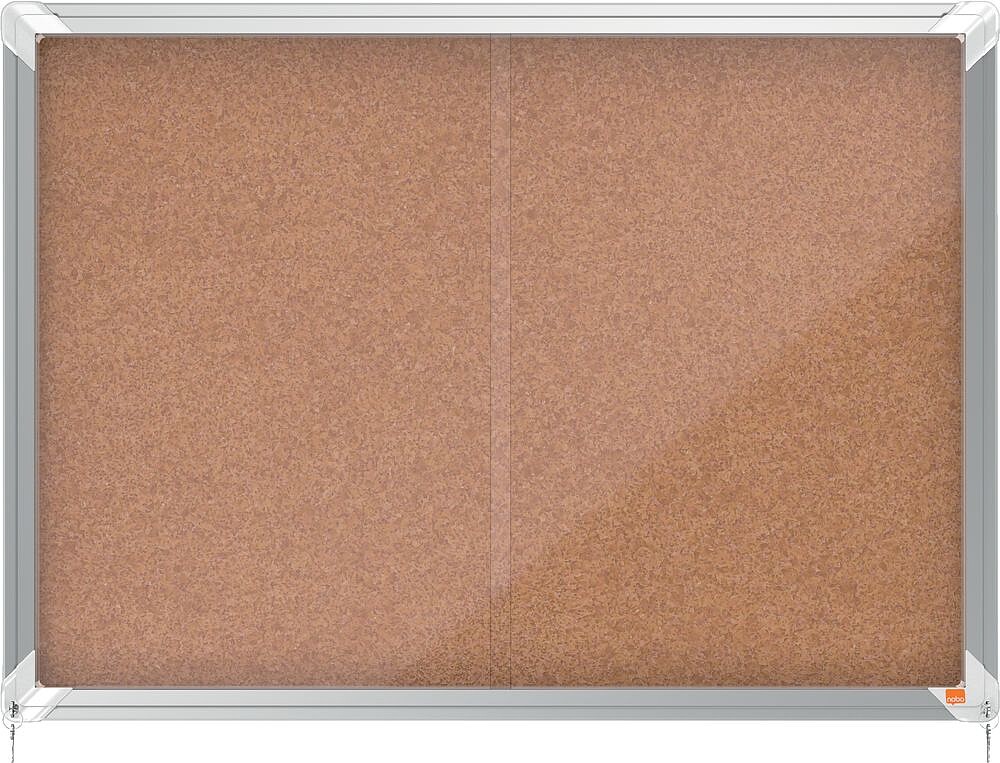 Nobo Premium Plus Vitrina de Porta Corredoura com Fundo de Cortiça 8xA4 Folhas - Tamanho 925x668mm - Superfície Auto-Reparável - Cor Natural