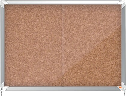 Nobo Premium Plus Vitrina de Porta Corredoura com Fundo de Cortiça 8xA4 Folhas - Tamanho 925x668mm - Superfície Auto-Reparável - Cor Natural