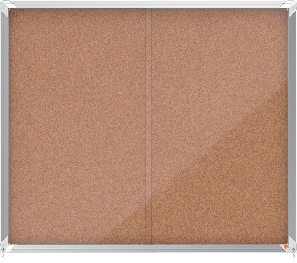 Nobo Premium Plus Vitrina de Porta Corredoura com Base de Cortiça 15xA4 - Fechadura de Canto Integrada - Superfície Auto-Reparável - Natural