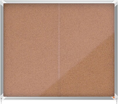 Nobo Premium Plus Vitrina de Porta Corredoura com Base de Cortiça 15xA4 - Fechadura de Canto Integrada - Superfície Auto-Reparável - Natural