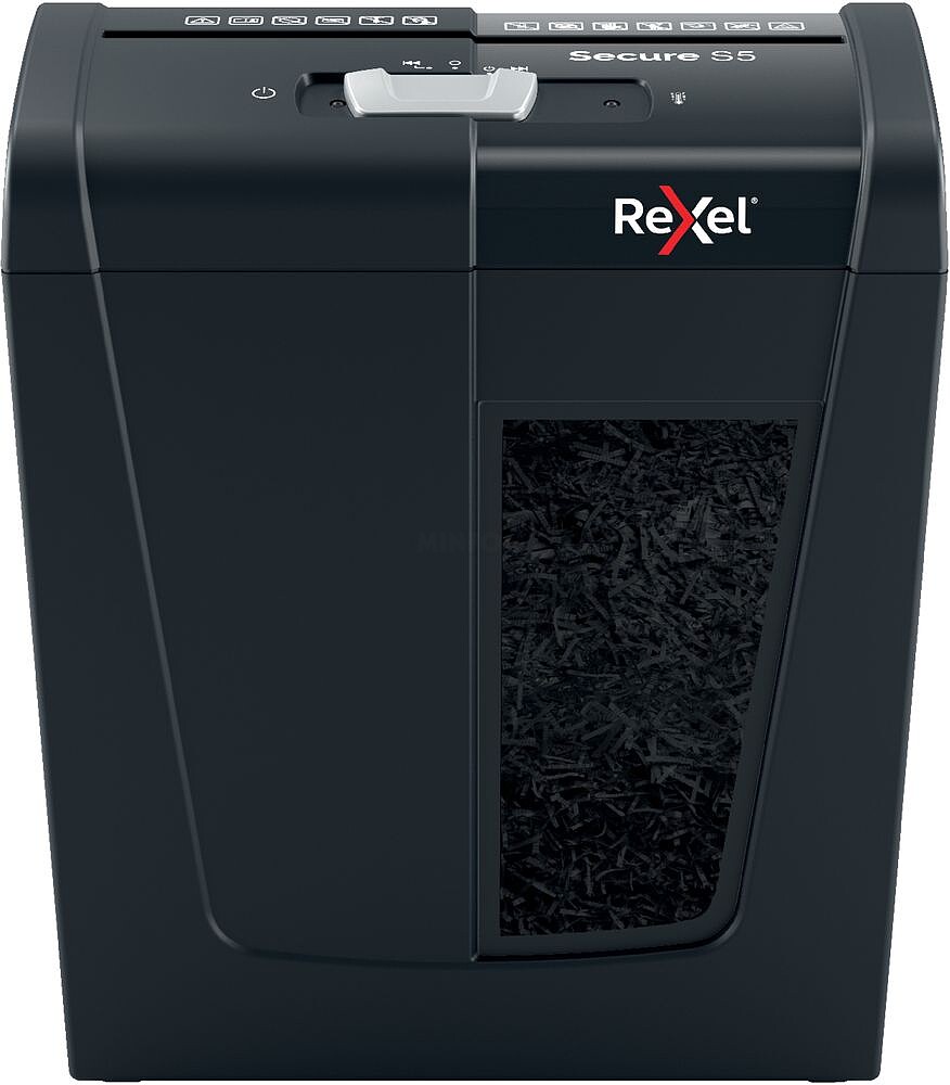 Rexel Secure S5 Trituradora de Papel Manual Corte em Tiras P-2 - Tritura até 5 Folhas - Capacidade do Cesto 10L - Cor Preta 2020121EU