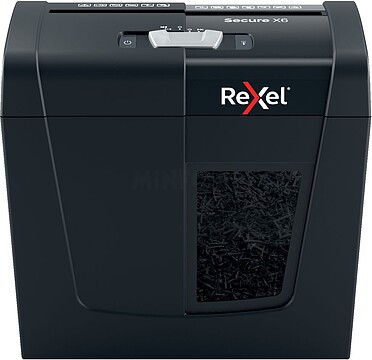 Rexel Secure X6 Trituradora de Papel Manual Corte em Partículas P-4 - Tritura até 6 Folhas de Cada Vez - Capacidade do Cesto 10L - Cor Preta 2020122EU