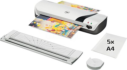 Conjunto GBC Inspire+ A4 de Plastificadora + Recorte de Cantos + Tesoura + Pacote de 5 Sacos de Plastificação A4 - Até o Tamanho A4 - Velocidade 250mm/min - Aquecimento em 4 Minutos - Ajuste Extra Frio - Espessura do Saco 75 e 125mic - Cor Branca