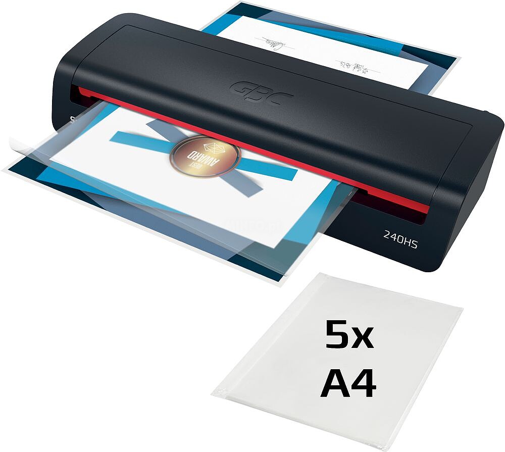 GBC 240HS Home Office A3 Plastificadora - Aquecimento em 2 Minutos - Desde Documentos de Identidade até Documentos A3 - Compatível com Sacos de 75 a 125 micras - Cor Preto/ Vermelho 4410069EU