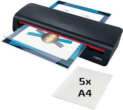 GBC 240HS Home Office A3 Plastificadora - Aquecimento em 2 Minutos - Desde Documentos de Identidade até Documentos A3 - Compatível com Sacos de 75 a 125 micras - Cor Preto/ Vermelho 4410069EU