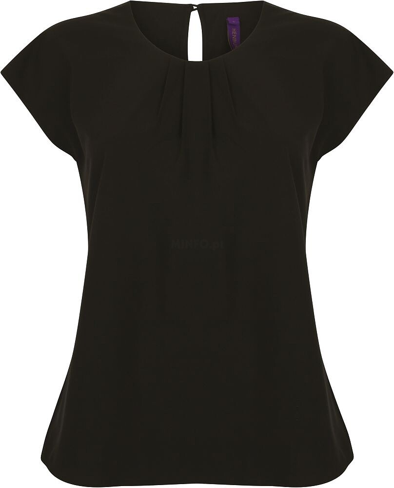 Blusa de senhora com colarinho plissado H597