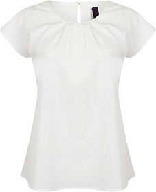 H597 Blusa de senhora com colarinho plissado tam: L cor: Whi...