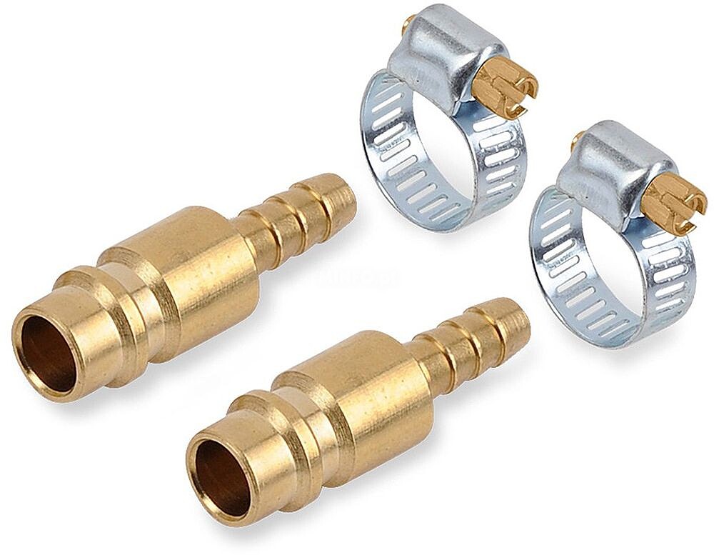 Conectores Macho Latão com Abraçadeiras para Mangueira Europeia, 2 unid 89159