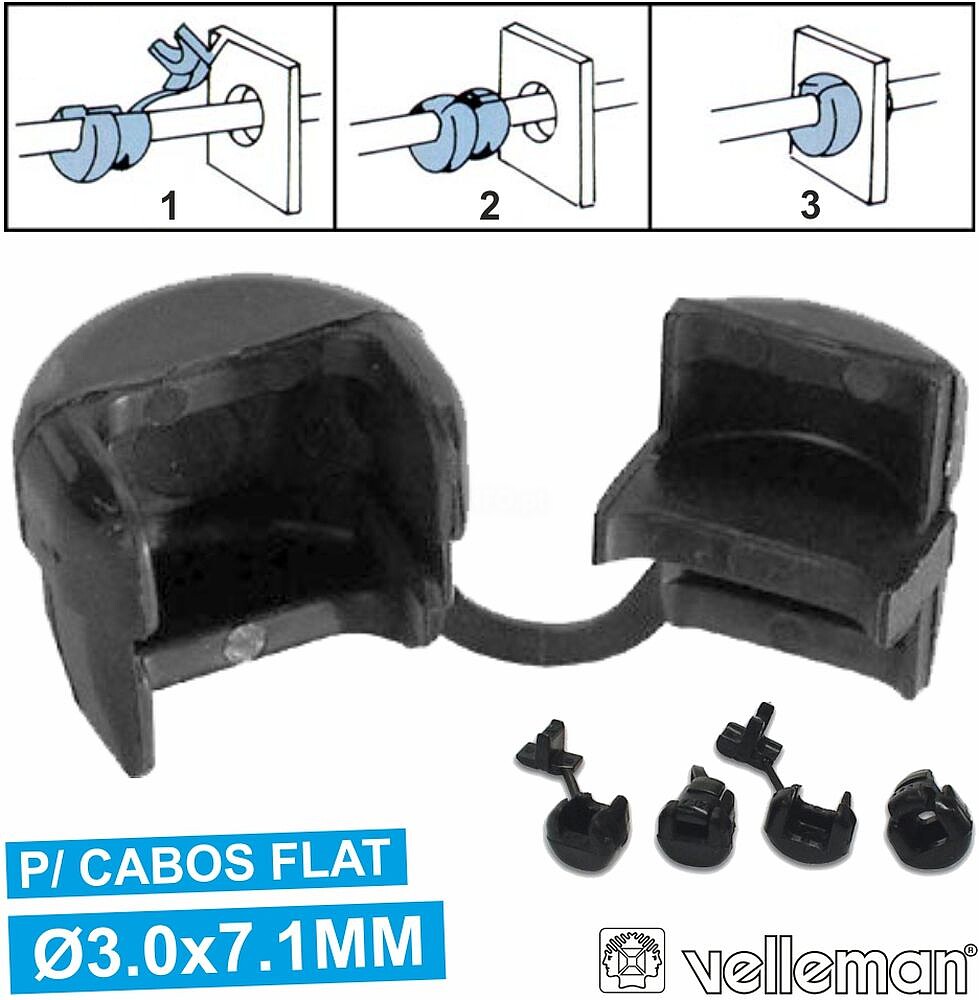 Passa Cabos Flat C/ Ø3x7.1MM 2.5MM Velleman G-CB33