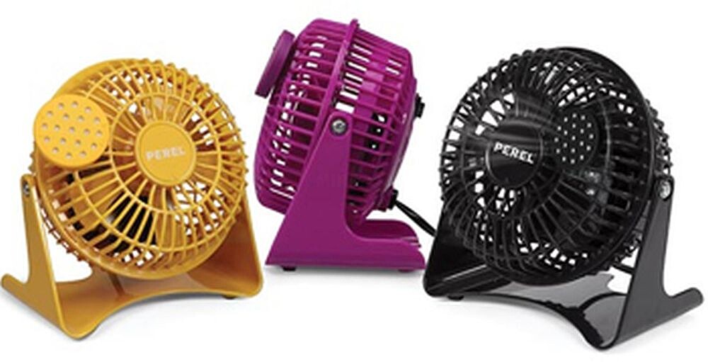 Expositor 3 Ventoinhas de Mesa 10cm Preto Amarelo Roxo Expositor 3 Ventoinhas de Mesa 14W Ø10cm Preto Amarelo Roxo