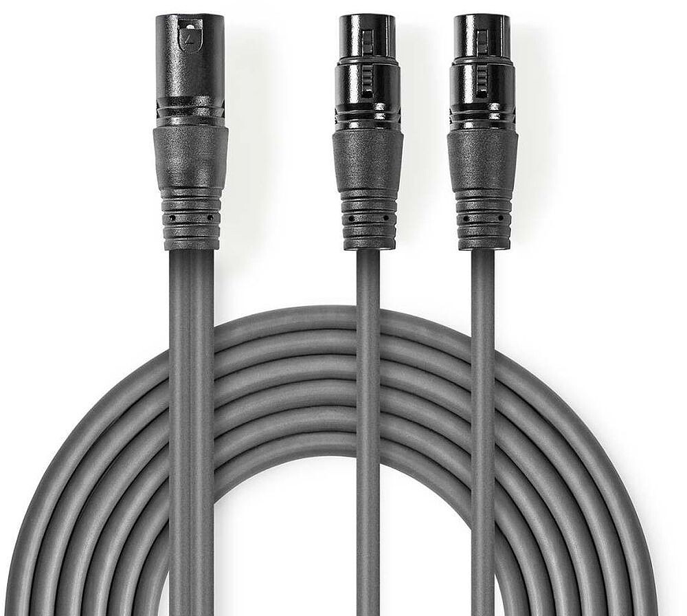 Cabo 2x XLR 3P Fêmea/ XLR 3P Macho 1.5m Cinzento COTH15025GY15