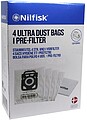 Embalagem Sacos P/Asp Extreme/Elite Nilfisk - 107407940 : 4 Sacos + 1 Filtro para Aspirador Elite Nilfisk