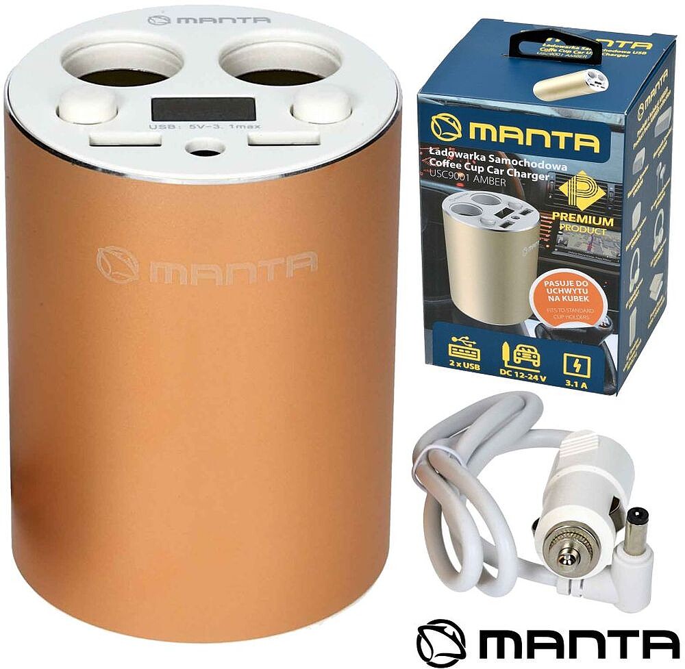 Adaptador C/ 2 Ficha Isqueiro/ 2 USB 5V 3.1A Manta G-USC9001