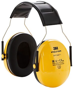 3M7100334982 3M Peltor Optime Protetores Auriculares - SNR 27dB - Confortável Diadema - Ajustável - Peso Leve - Cor Preto/Amarelo