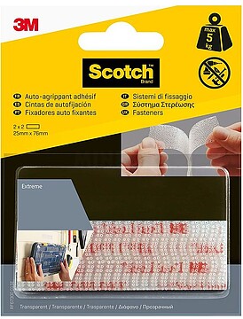 Pacote Scotch Extreme de 2 Fechos Adesivos Reposicionáveis - 25x75mm - Cor Transparente