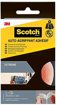 Fechos Adesivos Scotch Extreme Reposicionáveis - 25mm x 1 M - Cor Transparente