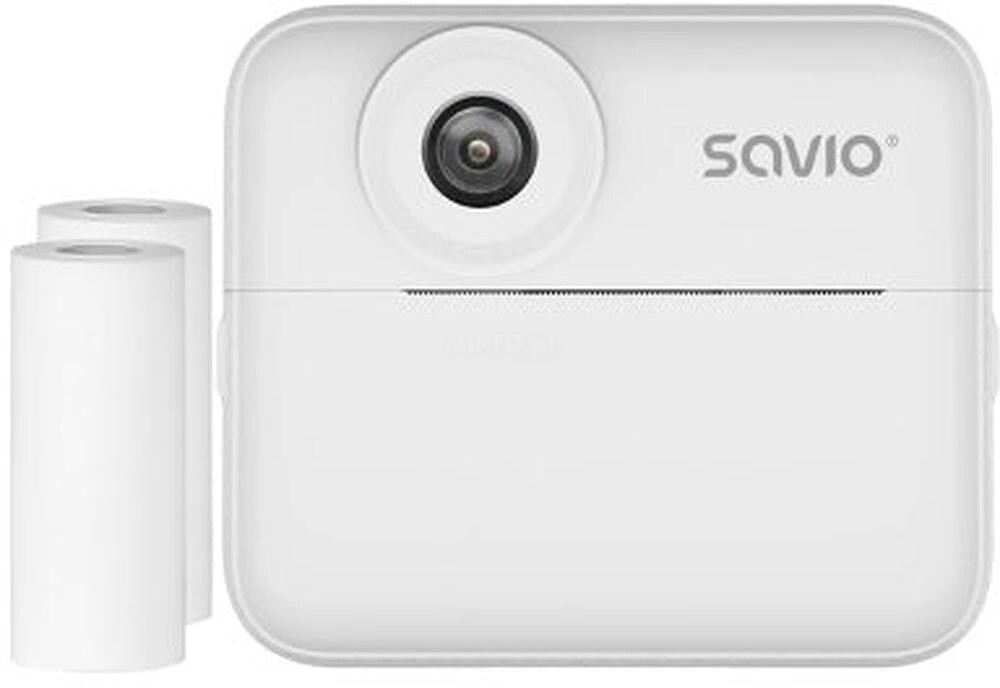 Camara Instantanea savio AN-01 White para Niños 2XTHERMAL Roll/USB-C Cable/Lanyard/Stickers