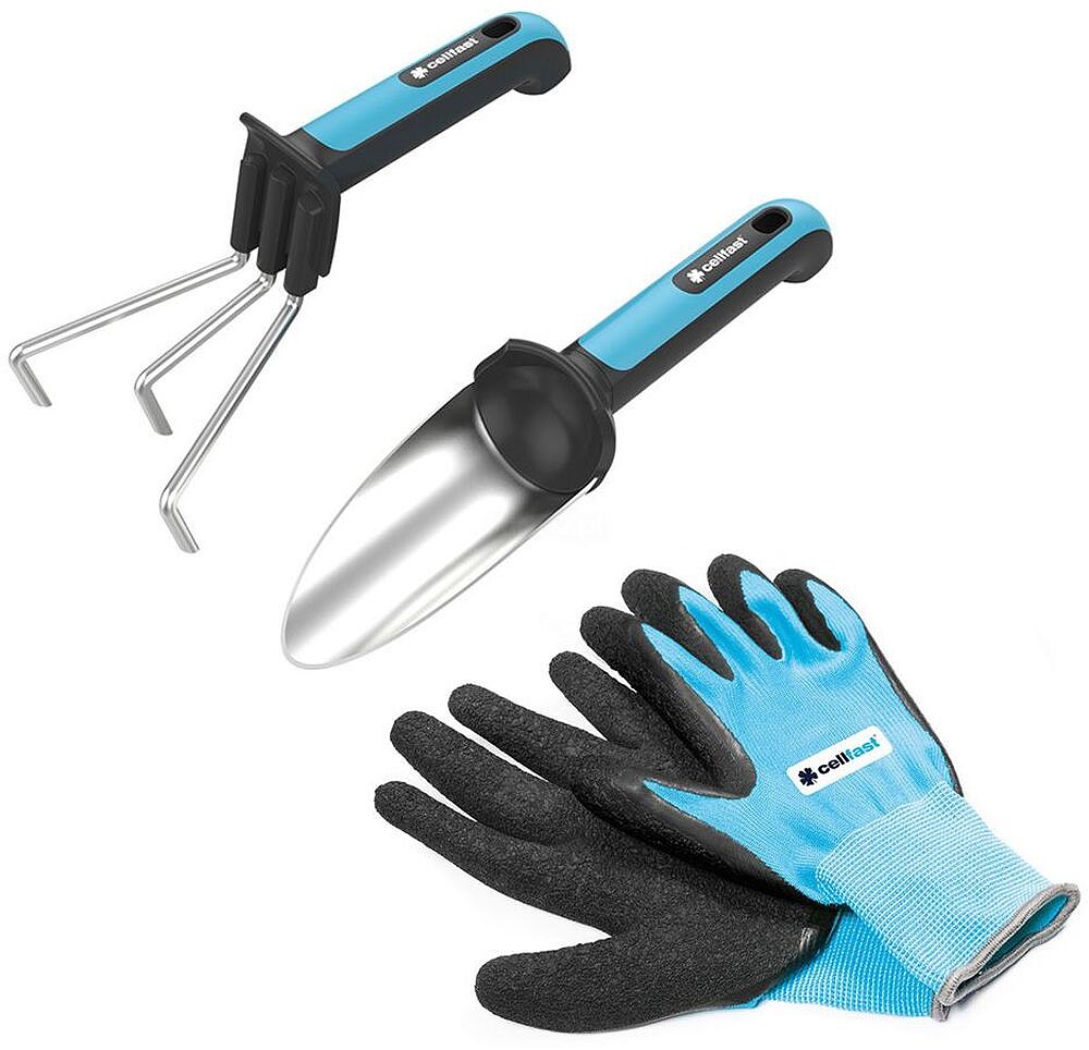Kit Mini de Ferramentas Manuais e Luvas Jardim Energo CELLFAST G-75702
