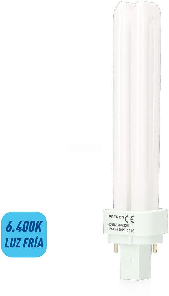 Lâmpada Economizadora Lynx 26W 2 Pinos G24d-3 6400K Luz Fria 16,9cm PATRON G-35665