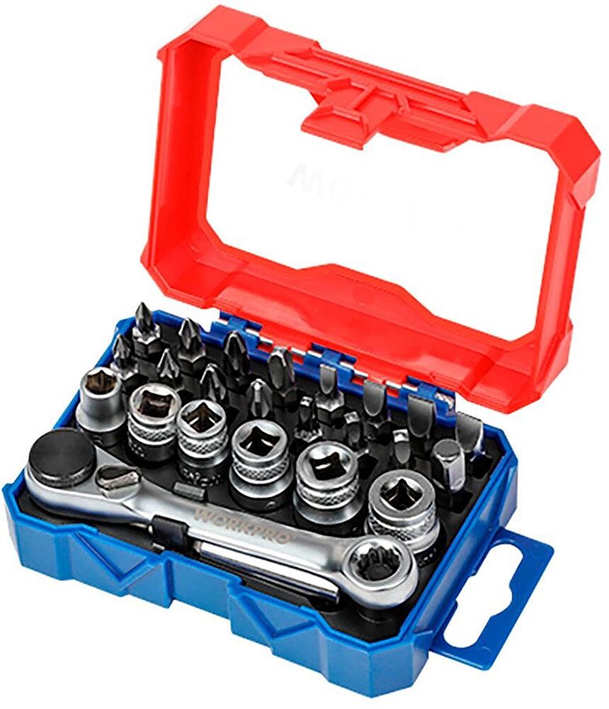 Mini Carraca, Jogo 24 Pontas e Vasos de 1/4” G-21505