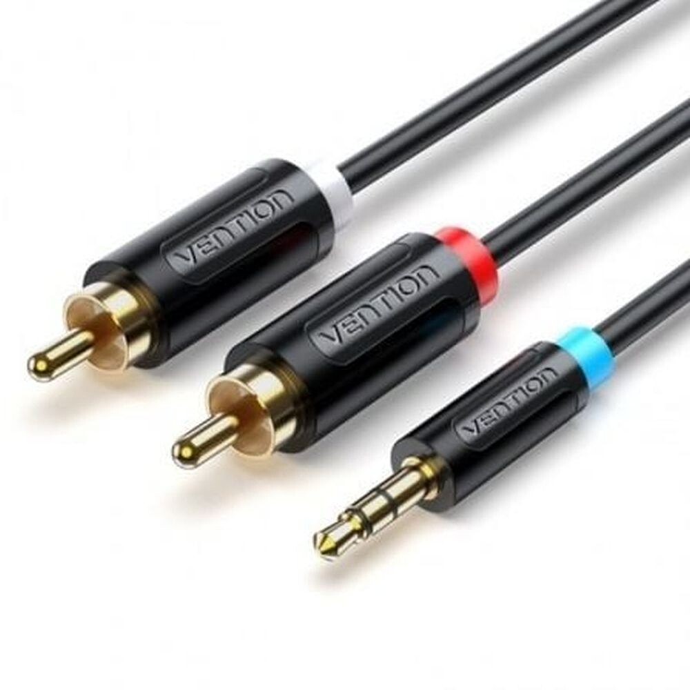 Cabo de Ligação Estéreo Vention Jack 3.5 Macho para 2x RCA Macho - 1,5m - Cor Preta