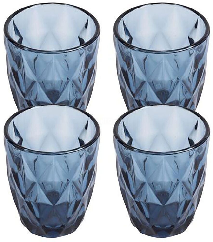 Vaso de Cristal Con Relieve Modelo Aqua, 260 ml, 4 uds G-56530