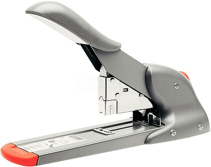 Grampeador de Tecidos HD110 Rapid Fashion - Até 110 Folhas - Grampeamento Fechado - Para Grampas 23/8-15, 9/8-14 - Cor Cinza/Laranja