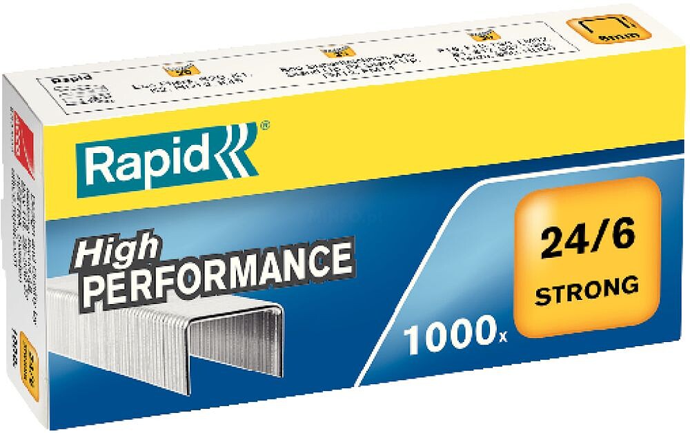 Caixa Rápida e Resistente de 1000 Grampas 24/6 - Até 30 Folhas - Arame Reforçado Galvanizado - Ponta de 6mm