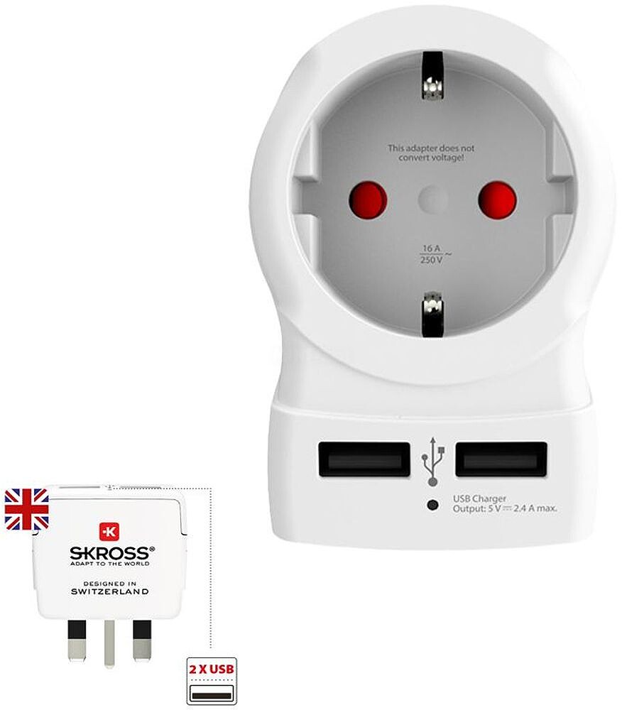 Adaptador Europeu a Reino Unido USB SKROSS 1500280 G-40908
