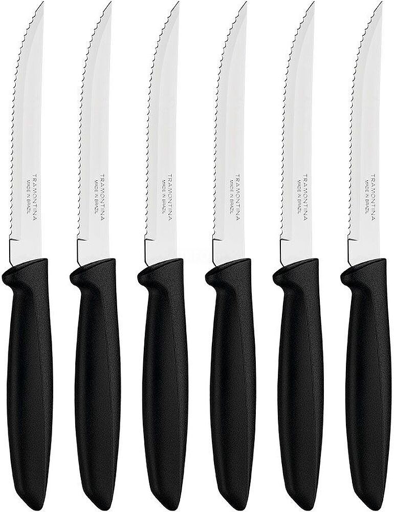 Facas Serrilhadas para Carne, Plenus, Preto, 6 unid G-29085