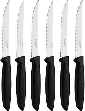 G-29085 29085 FACAS SERRILHADAS PARA CARNE, PLENUS, PRETO, 6 unid