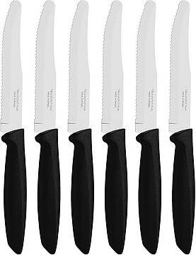 G-29086 29086 FACAS SERRILHADAS PARA CARNE PONTA REDONDA, PLENUS, PRETO, 6 unid