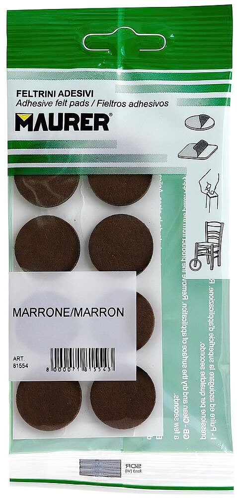 Feltro adesivo Ø24mm (BL. 8pz) Brown