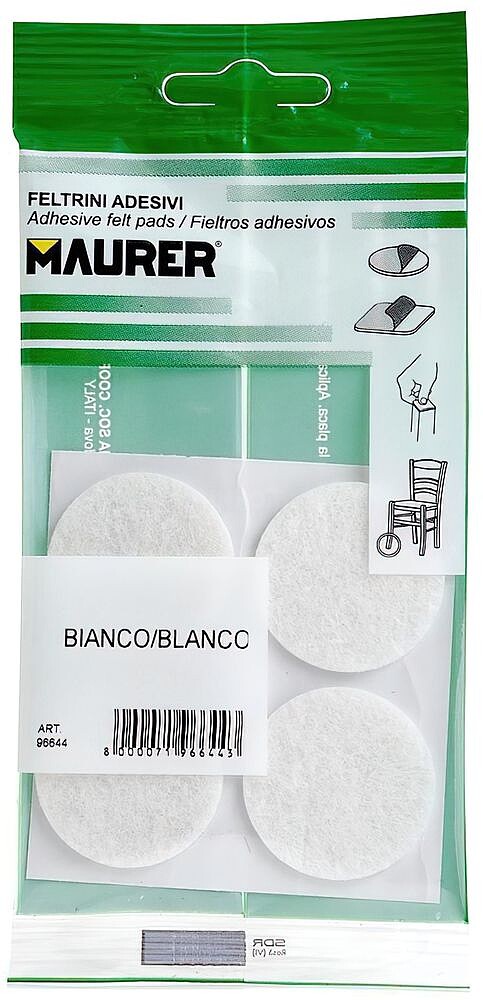 Feltro adesivo Ø35mm (BL. 4pz) branco