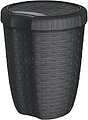 Cubo com Tampa 8l. Ø23x AL.29cm Cor Creme Imitação Vime/Rattan Mondex G-77858