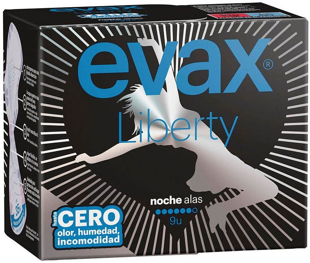 Compresas EVAX Liberty Noite Asas 9 Unidades G-99812
