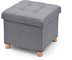 Sofá Armazenar Cinza com Pernas de Madeira 38X38X34CM 83518